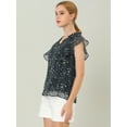 thumbnail image 4 of Unique Bargains Blouse à Volants pour Femmes Florale Décontractée Col en V Manches Courtes, 4 of 6