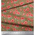 thumbnail image 3 of Soimoi Satin Silk Fabric Stripe,Leaves & Peony Floral Decor Fabric Printed Yard 42 Inch Wide, 3 of 3