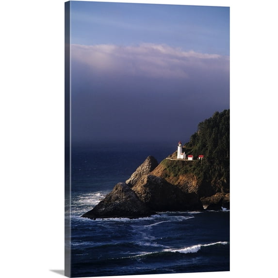 Great BIG Canvas | "Oregon, Devils Elbow State Park, Heceta Head Lighthouse Overlooking Ocean And Waves" Canvas Wall Art - 24x36