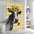 thumbnail image 5 of Shower Curtain Sunflower Cow Bathroom Curtains with Hooks, Waterproof Fabric Farm Animal Yellow Buffalo Pliad Bath Shower Curtains Set for Bathroom Bathtubs Decor 36x72 Inch, 5 of 9