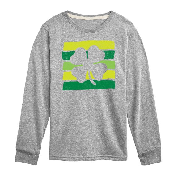 Instant Message - St. Patrick's Day - Outline of Shamrock - Toddler And Youth Long Sleeve Graphic T-Shirt