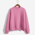 thumbnail image 3 of Baberdicy Sweatshirt for Women, Women's Solid Color Round Neck Oversized Sweatshirt Loose Fit Long Sleeve Light Sweatshirt Loose Blouse Pullover Sweaters for Women Pink, 3 of 3