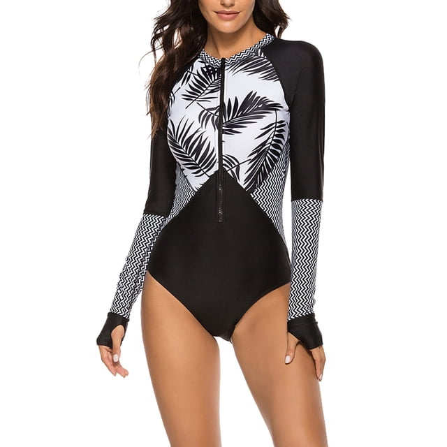 Soidarity Traje de baño de manga larga para mujer, accesorios de ropa, traje de surf Universal con cremallera frontal y protección contra sarpullidos Traje de baño Tipo 1 L Soidarity OD029926-01