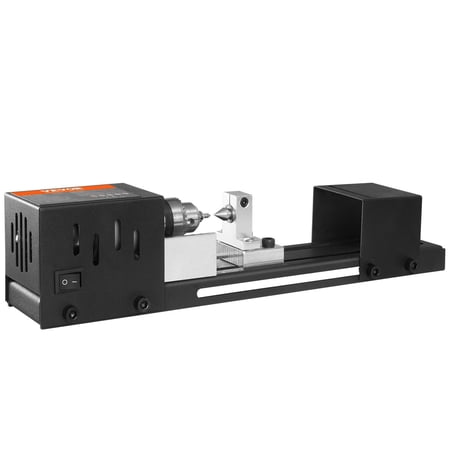 Mini Wood Lathe Machine, 2.76 x 6.3 Inch, 24V DC 96W, 7 Speeds 4220-8450 RPM, Woodworking Drill Rotary Tool for DIY Projects