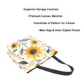 thumbnail image 3 of FORMRS Womens Canvas Tote Bag with Zipper Inner Pocket Shoulder Handbag, White Watercolor Sunflowers, 3 of 7