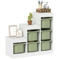 thumbnail image 1 of Qaba Toy Storage Organizer Kids Bookshelf with 6 Plastic Bins, Green, 1 of 10
