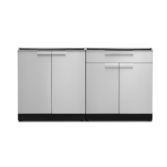 NewAge Products Outdoor Kitchen Stainless Steel 2 Piece Cabinet Set with 2-Door and Bar Cabinet