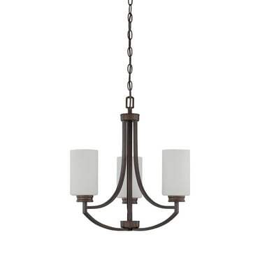 Luminance Sunset Lighting F18003-64 Dalton Three Light Chandelier- Opal Etched Glass, Dimmable - With Provincial Bronze Finish