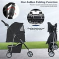 thumbnail image 3 of BestPet 3 Wheels Pet Stroller Dog Cat Stroller Folding Carrier Waterproof with Cup Holder (Black), 3 of 7