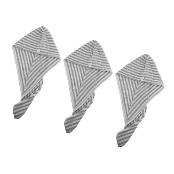 Vocoste 3 Pcs Hair Towel Microfiber for Wet Long Hair Gray White 9.84x25.59 Inch