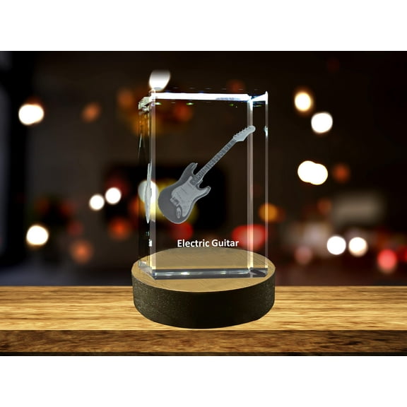 Electric Guitar 3D Engraved Crystal 3D Engraved Crystal Keepsake/Decor/Clear / AB Crystal Collection
