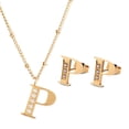 thumbnail image 1 of Juego Joyería Mujer, Collar Aretes Inicial Letras LuckyLy, Acero Inoxidable Baño de Oro 18k dorado UNITALLA, 1 of 6