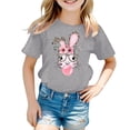 thumbnail image 3 of Likimi Toddler Girls Boys Tops Easter Cartoon Print Loose Fit Crew Neck Short Sleeve Fashionable Shirts Grey Size 6-7 Years, 3 of 3