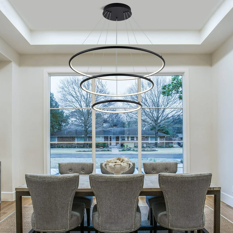 Pearl Modern Circular Led Chandelier Adjustable Hanging Light Three Ring Collection Contemporary Ceiling Pendant Light H47 X L32 x W32 Walmart.com