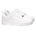 thumbnail image 4 of LUCKY STEP Fashion Faux Leather Sneakers Low Top Lace Up Walking Shoes,All white,Womens, 4 of 6