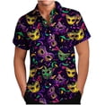 thumbnail image 2 of Ceisia Men's Regular Loose Short-Sleeve Mardi Gras Themed Shirt Carnival Element Print Spring Summer Shirt Gift, 2 of 8