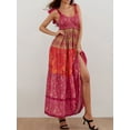 thumbnail image 6 of Mevireiy Women Y2K Flowy Smocked Maxi Dress Sleeveless Tie Shoulder Boho Floral Beach Sundresses, 6 of 8