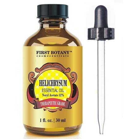 Helichrysum Essential Oil 1 fl oz Premium Grade - Ideal for Sunburn Relief, Acne Treatment and Pain (Best Oil For Sunburn)