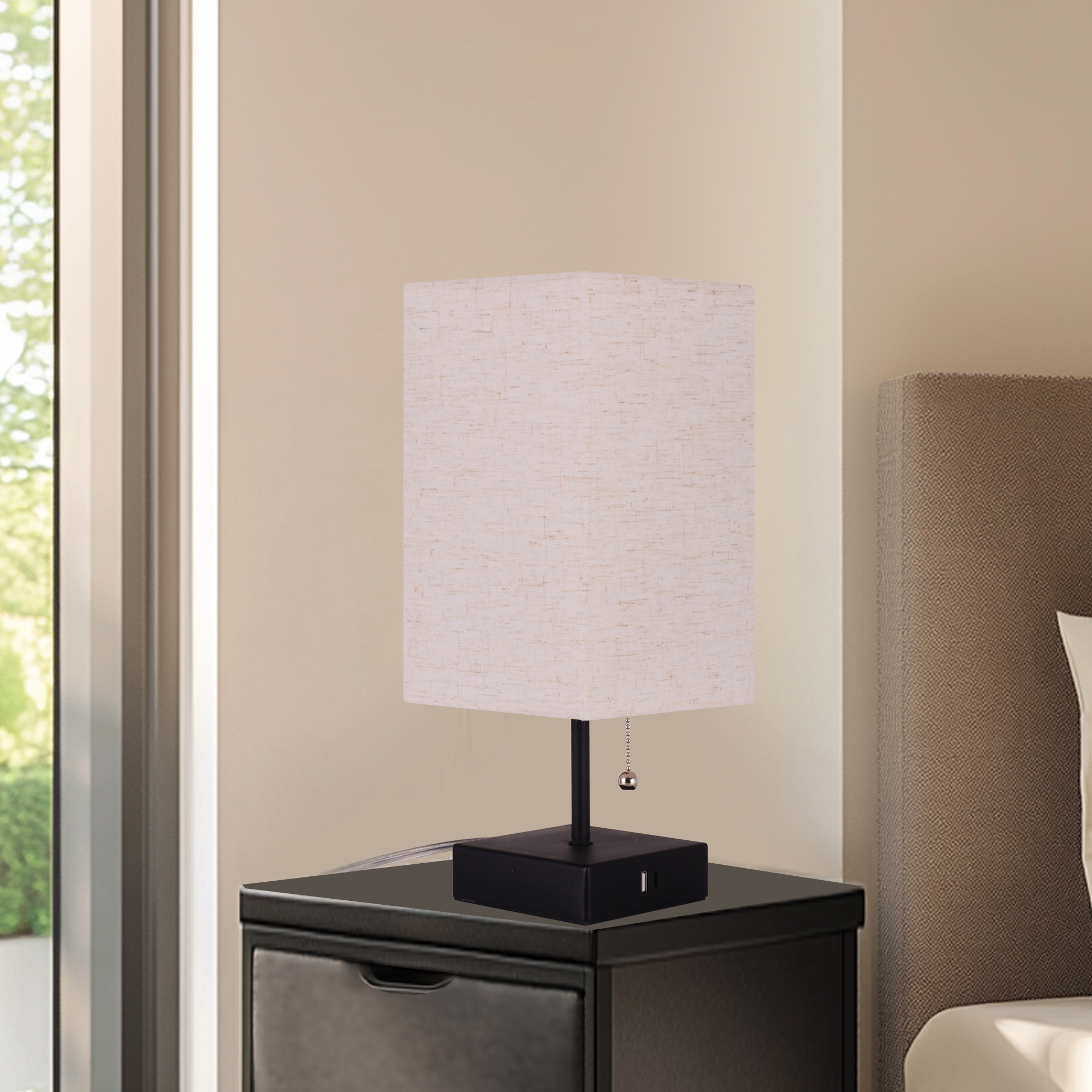 Mainstays Modern Table Lamp with USB Charging Ports photo 5