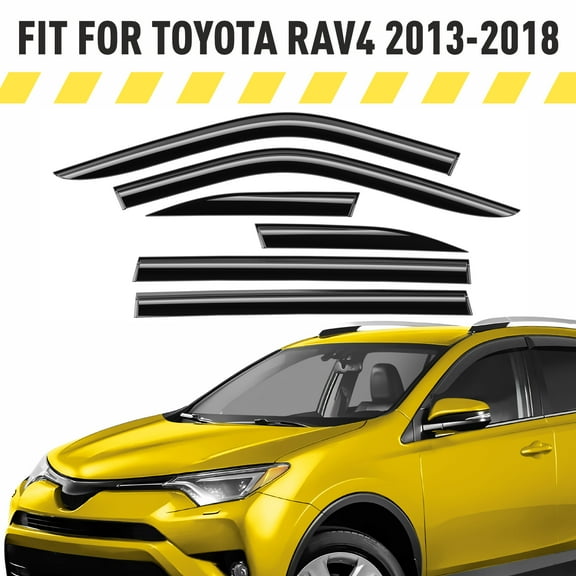 AEROGUYS Tape-On Window Deflectors Extra Durable Window Visors Rain Guards Fit for Toyota RAV4 2013-2018, Sun Visors, Wind Vent Visors, Car Accessories - 6pcs. AG0245