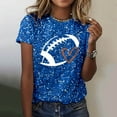 thumbnail image 2 of Women's Game Day Shirts Funny Sequin Football Hearts Graphic Short Sleeve Tops Summer Trendy Crew Neck Casual Workout Tees Z001-Blue L, 2 of 5