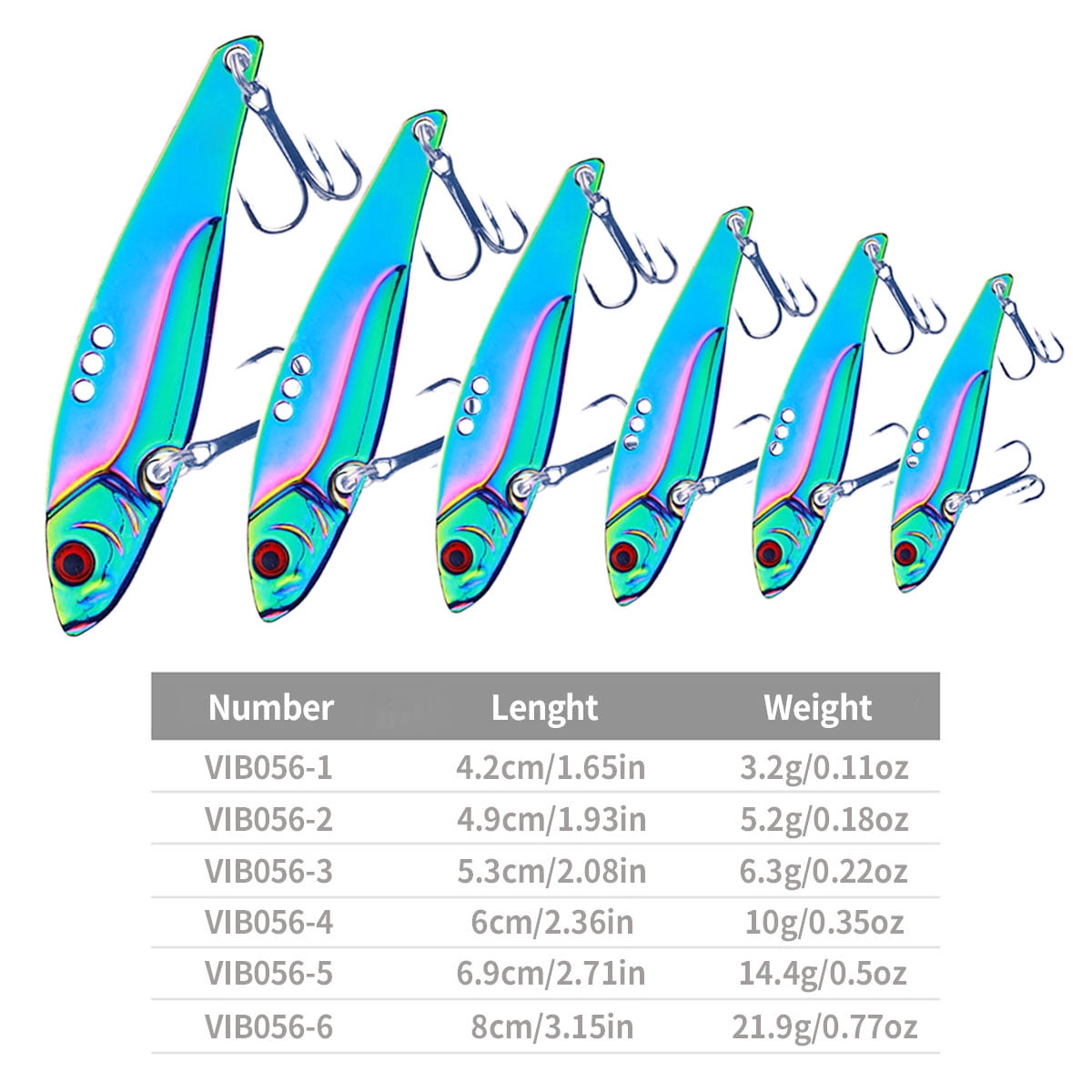 HENGJIA Blade Bait Fishing Spoon Lures, 6PCS Hard Metal Blade Baits Lipless Crankbait VIB Lures for Bass Walleye Trout Swimbait Freshwater Saltwater Fishing Lures