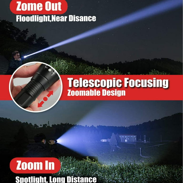 FZH Rechargeable Flashlights High Lumens 2 PCS, 100,000 High Lumen LED Flash  Light Powerful Handheld Tactical Flashlight 5 Modes, Zoom, Battery Powered,  Waterproof for Outdoor Camping, Hiking 