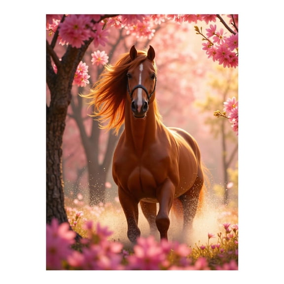 Diamond Art Kit for Adults, Horse Among Blossoms Scenic Beauty Diamond Painting for Adults Beginners, 5D DIY Diamond Art Painting Kits, Colorful Diamond Painting Craft for Home Decor 12x16