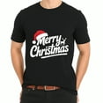 thumbnail image 3 of Christmas Hat Merry Reindeer Print Holiday Party Wear Black Graphic T-Shirt for Men and Women, 3 of 4