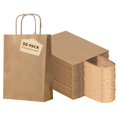 thumbnail image 2 of FACEBAG 50-Pack Brown Paper JKF25 Bags with Handles Bulk, 8x4.25x10.5 Inches,Medium-sized Gift Bags with Handles for Party Favors，Take-Out，Grocery Shopping & Retail，Reusable & Durable, 2 of 3