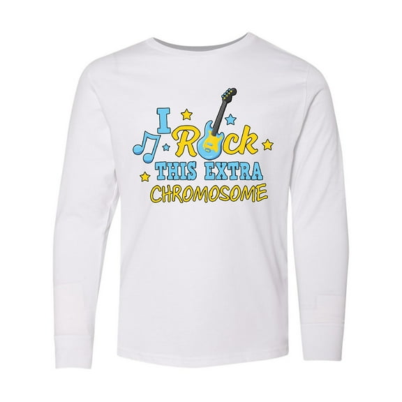 Inktastic I Rock This Extra Chromosome Down Syndrome Awareness Long Sleeve Youth T-Shirt