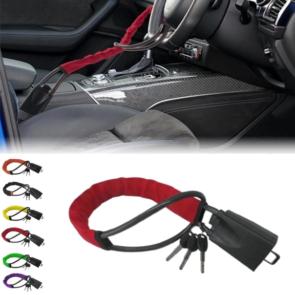 Heavy Duty Antitheft Device Car Steering Wheel Lock With Seat Belt Socket 3 Keys