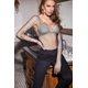 thumbnail image 3 of Tops de mujer Top de manga larga con cuello redondo y diamantes de malla para mujer, 3 of 5