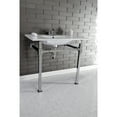 thumbnail image 3 of Kingston Brass KVPB37224Q1 Monarch 37" Ceramic Console Sink with Stainless Steel Legs (4-Inch, 3-Hole), White/Polished Chrome, 3 of 7