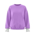 thumbnail image 5 of Maplenight Womens Crew Neck Sweatshirt Ruffle Cuff Long Sleeve Tops Regular Fit Casual Pullover Sweatshirts, 5 of 5