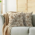 thumbnail image 3 of Brown Floral Block Print Pillow Covers 20x20 Set of 2 Rustic Old Style Modern Vintage Flower Pattern Cream Decorative Throw Pillow Cases Outdoor Farmhouse Decoration for Sofa Couch Bed, 3 of 6