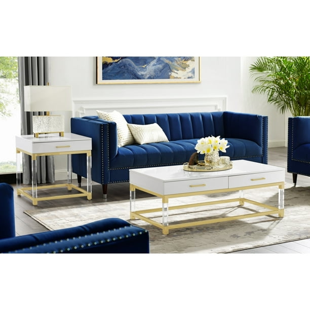 Jerome End Table Modern High Gloss Acrylic Legs Metal Frame 24x24 Inches Walmart Business Supplies