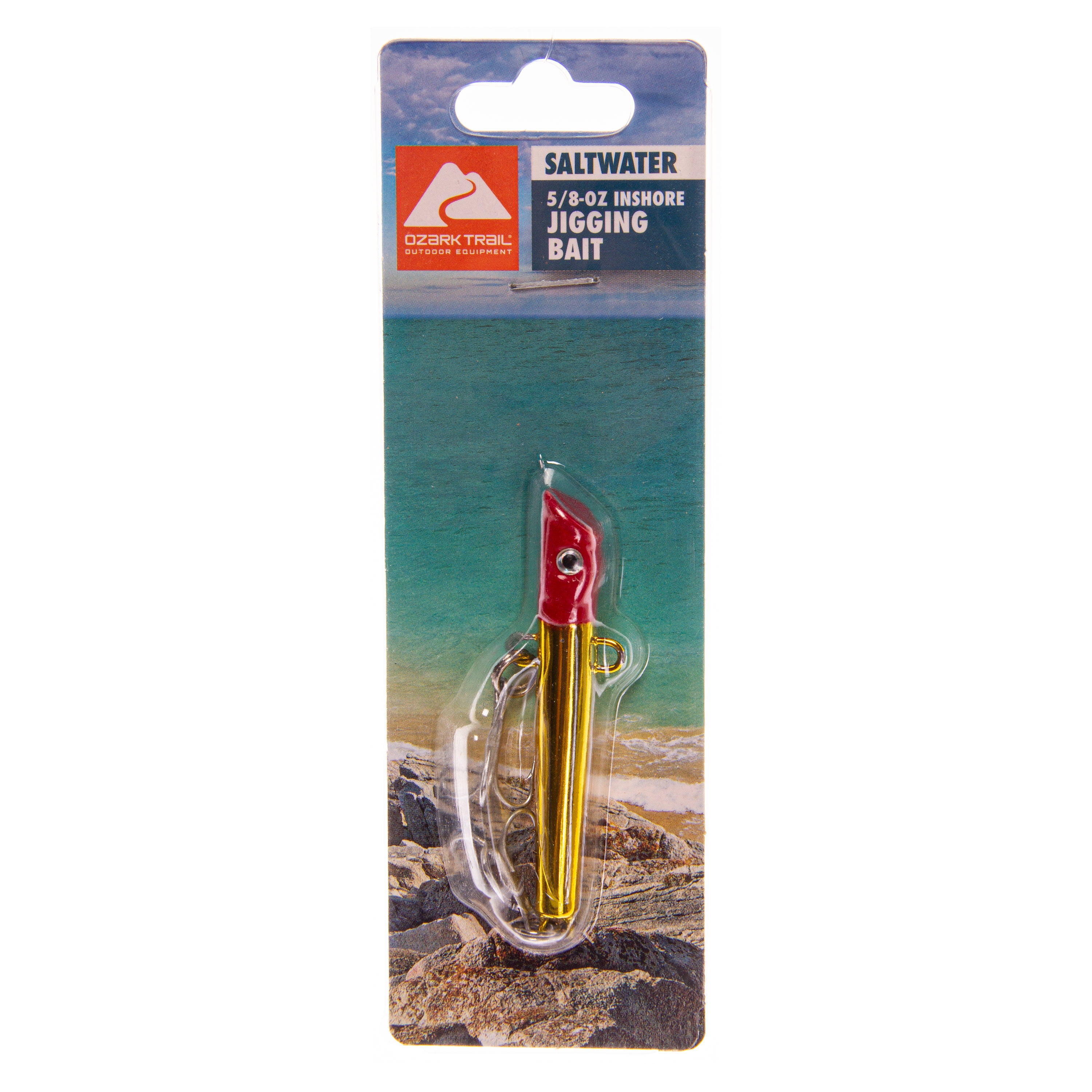 Ozark Trails 5/8 ounce Saltwater Inshore Fishing Jigging Lure, In fish attracting colors. Red