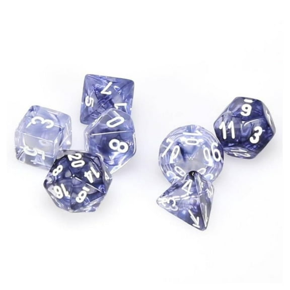 Chessex 27408 Nebula Polyhedral 7-Die Set, Black and White