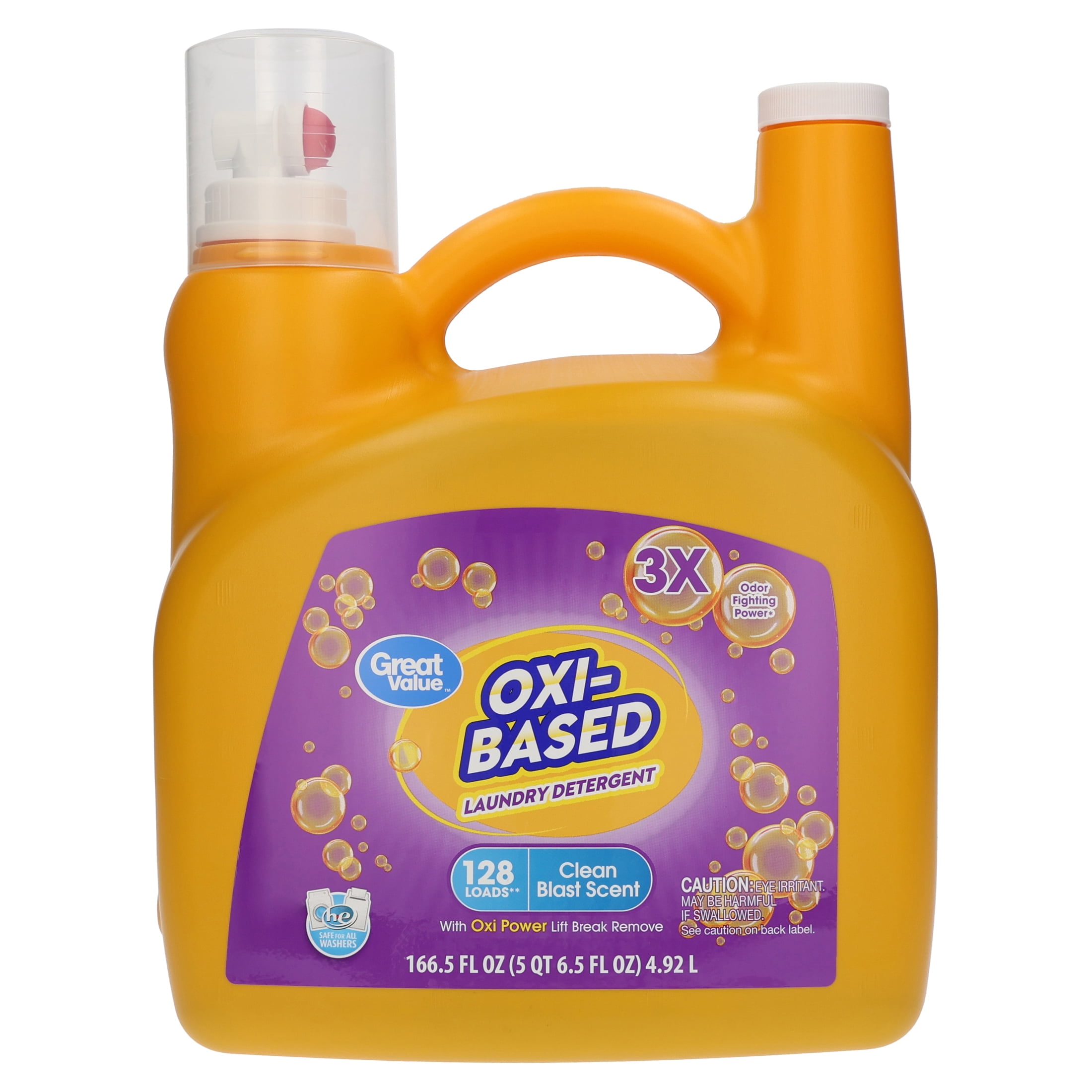 (2 pack) Great Value Oxi-Based Laundry Detergent, Clean Blast, 166.5 fl oz, 128 Loads