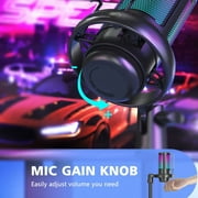Aveek RGB Gaming Microphone, USB Condenser Mic for PC,PS4/PS5,Phone,Mac, Streaming,Discord,Twitch, Podcast,Videos with Tripod Stand, Pop Filter