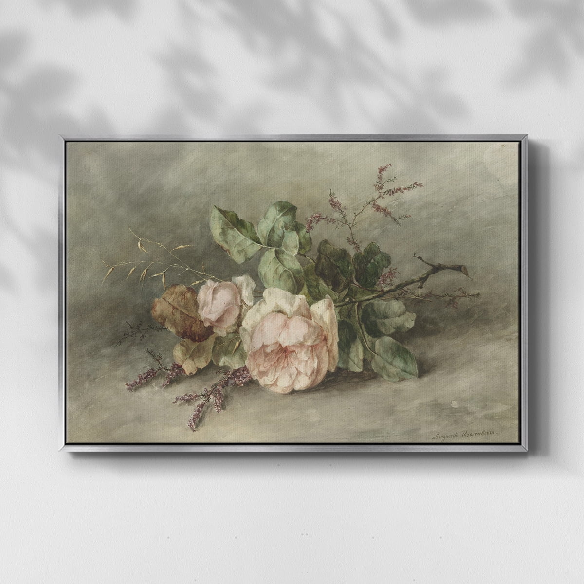 Vintage Botanical Print-XXXVII By Wexford Home Framed in Silver Wood Gallery Wrapped Canvas 17 in. x 25 in.