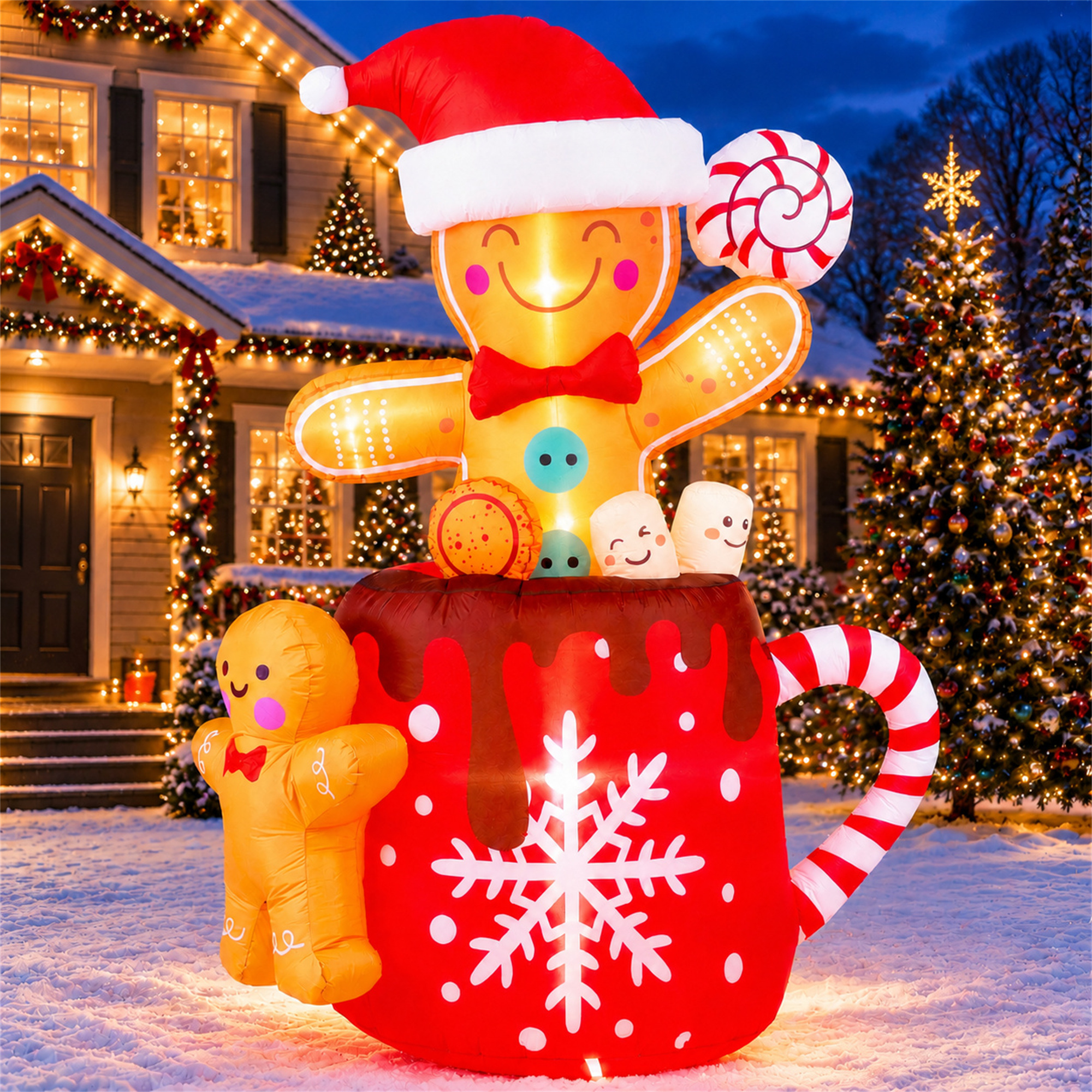 GVDV 6 Ft Inflatable Gingerbread Man Christmas Decoration photo 1
