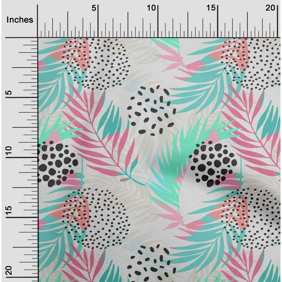 oneOone Rayon Off White Fabric Leaves Dress Material Fabric Print Fabric By The Yard 56 Inch Wide