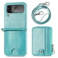 thumbnail image 3 of Nalacover for Samsung Galaxy Z Flip4 Crossbody Wallet Case with Detachable Card Slots Shoulder Strap, Zipper Pocket Premium PU Leather Shockproof Flip Cover with Kickstand Lanyard Case, Green, 3 of 11