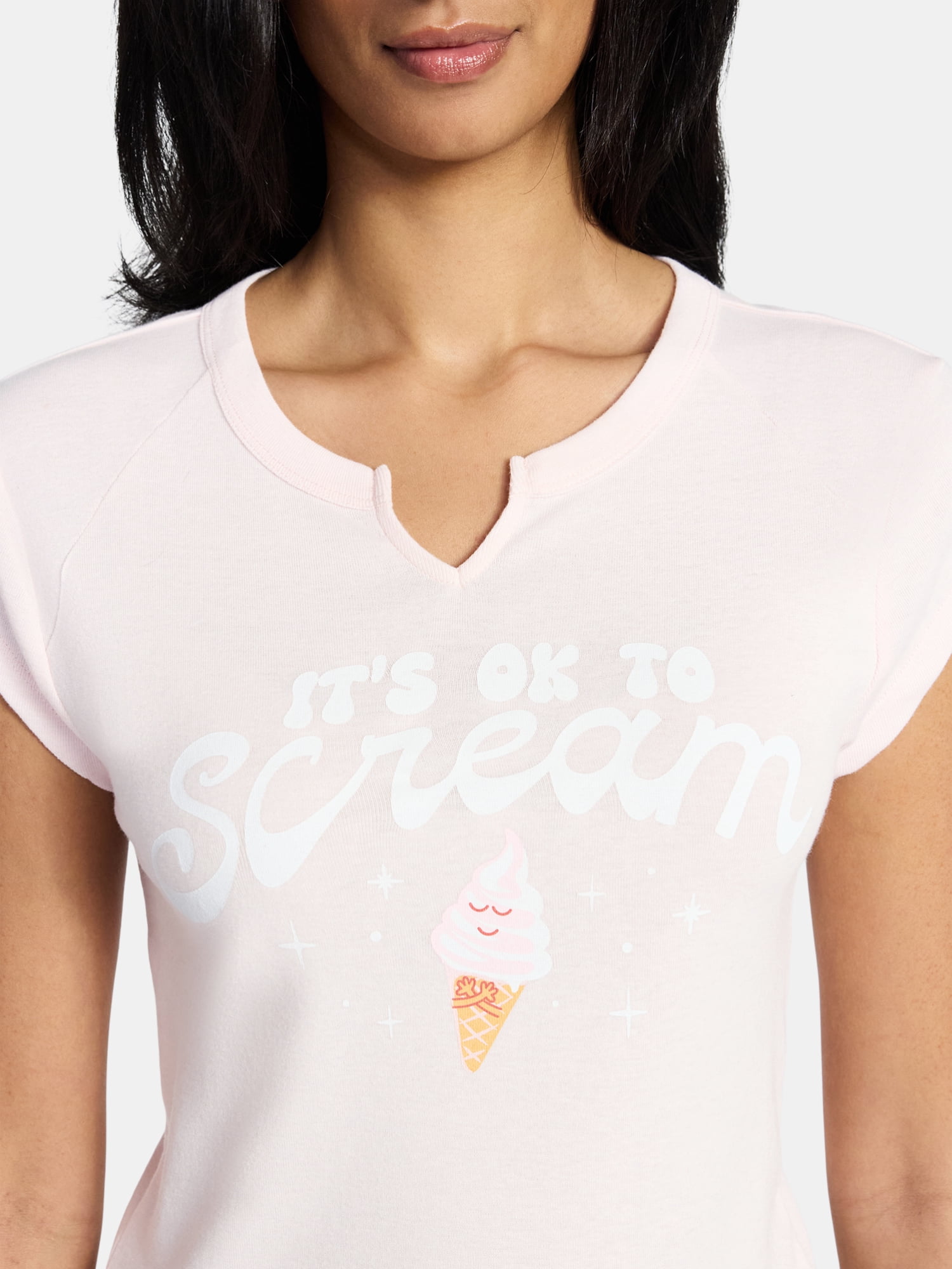 Women's Ice Cream Graphic Tee with Short Sleeves, Sizes XXS-XXL