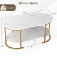 thumbnail image 3 of Costway White Marble Coffee Table  Modern 2-Tier Center Table with Open Storage Shelf, 3 of 10