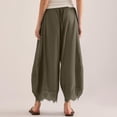 thumbnail image 4 of Evdexr Womens Palazzo Pants Drawstring Lace Trim Trousers 2026 Summer Elastic Palazzo Pant High Waisted Flowy Lightweight Casual with Pockets 2XL, 4 of 5