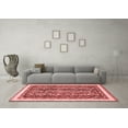 thumbnail image 3 of Ahgly Company Indoor Round Abstract Red Modern Area Rugs, 4' Round, 3 of 4
