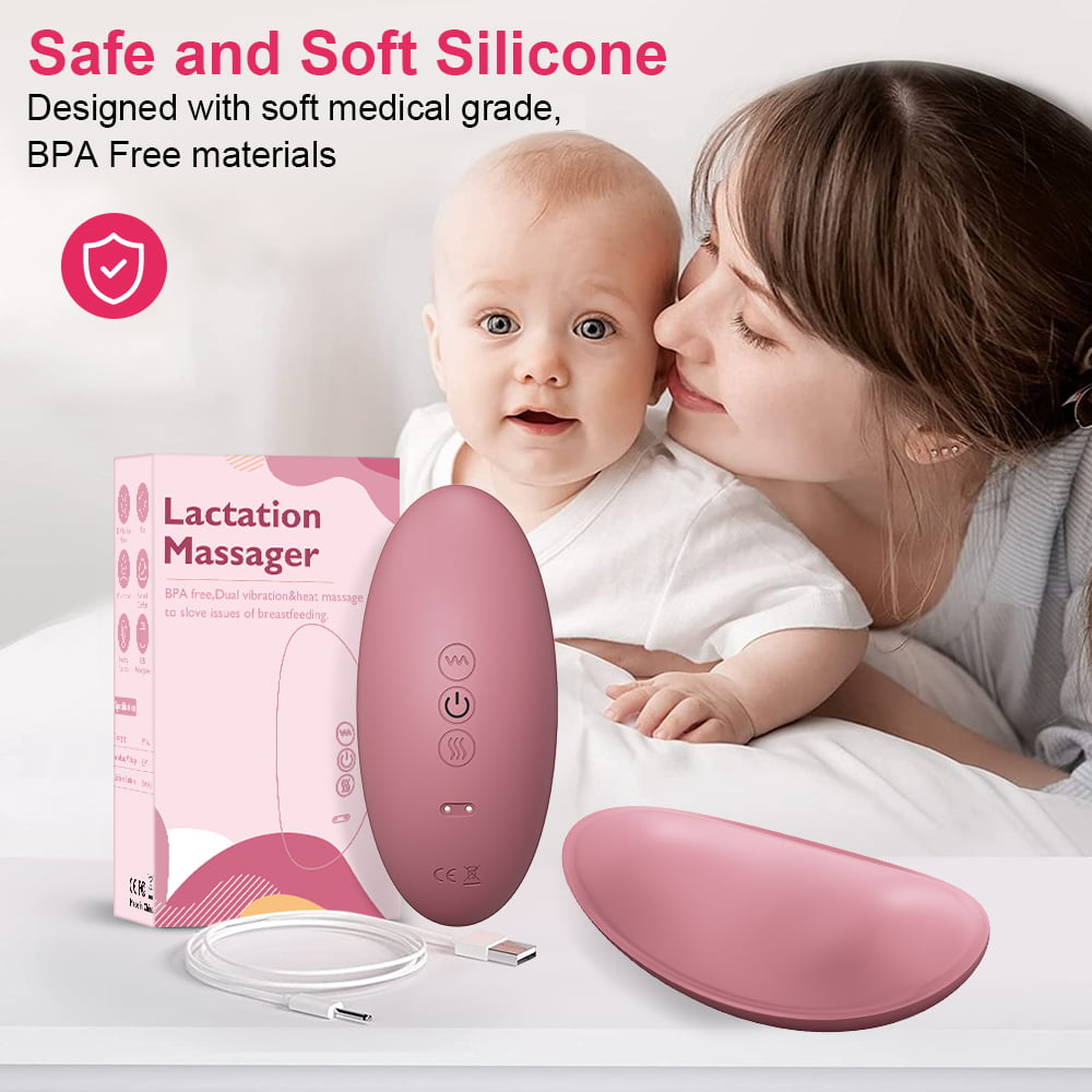 Warming Lactation Massager 2 Pack Breastfeeding Massager for Clogged Milk  Duct/Mastitis/Engorgement Relief Improve Milk Flow 3 Modes of Heat + 10